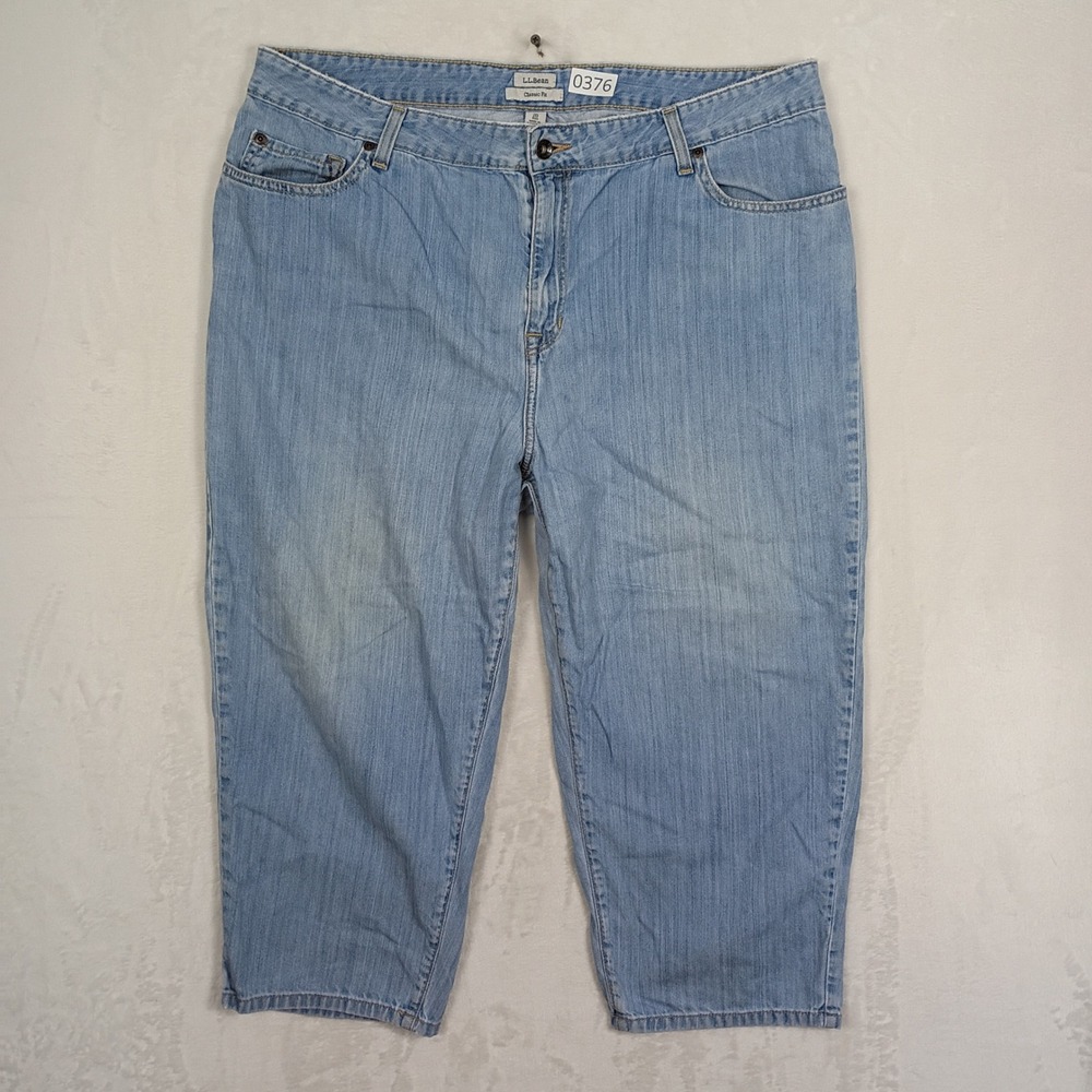 LL Bean Denim Capris Womens 20 Light Blue Classic Fit Cropped Jeans Outdoors